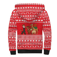 Afghanistan Christmas Sherpa Hoodie with Santa Camels Sheep Traditional Pattern and Festive Design - Wonder Print Shop