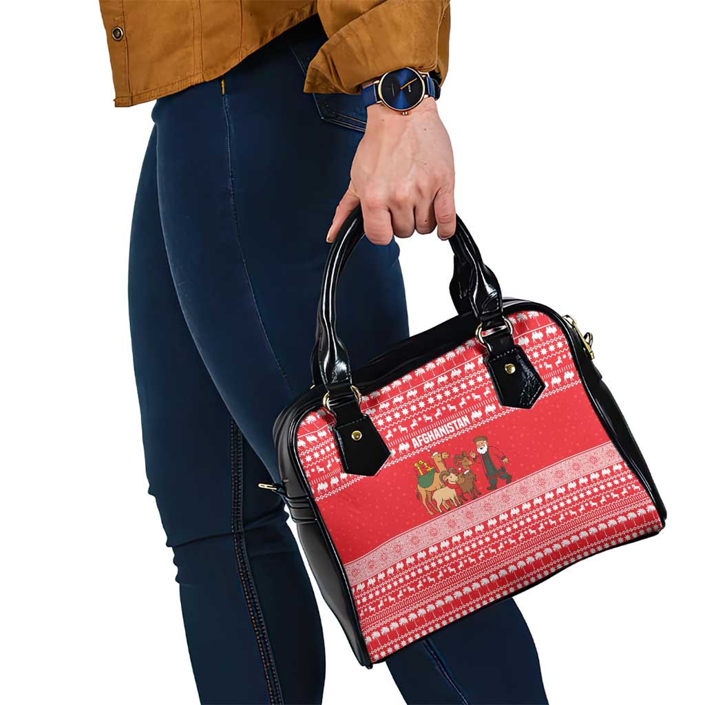 Afghanistan Christmas Shoulder Handbag with Santa Camels Sheep Traditional Pattern and Festive Design - Wonder Print Shop