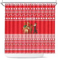 Afghanistan Christmas Shower Curtain with Santa Camels Sheep Traditional Pattern and Festive Design - Wonder Print Shop
