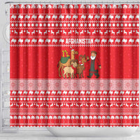 Afghanistan Christmas Shower Curtain with Santa Camels Sheep Traditional Pattern and Festive Design - Wonder Print Shop