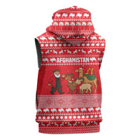 Afghanistan Christmas Sleeveless Zip Hoodie with Santa Camels Sheep Traditional Pattern and Festive Design - Wonder Print Shop