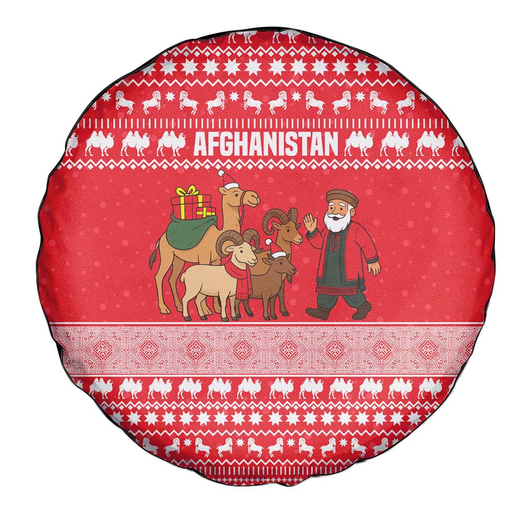 Afghanistan Christmas Spare Tire Cover with Santa Camels Sheep Traditional Pattern and Festive Design - Wonder Print Shop