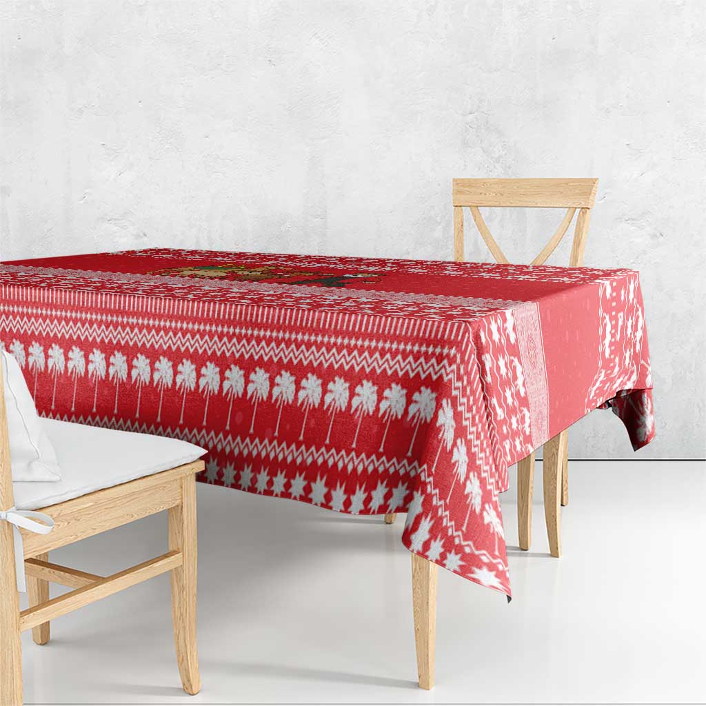 Afghanistan Christmas Tablecloth with Santa Camels Sheep Traditional Pattern and Festive Design - Wonder Print Shop