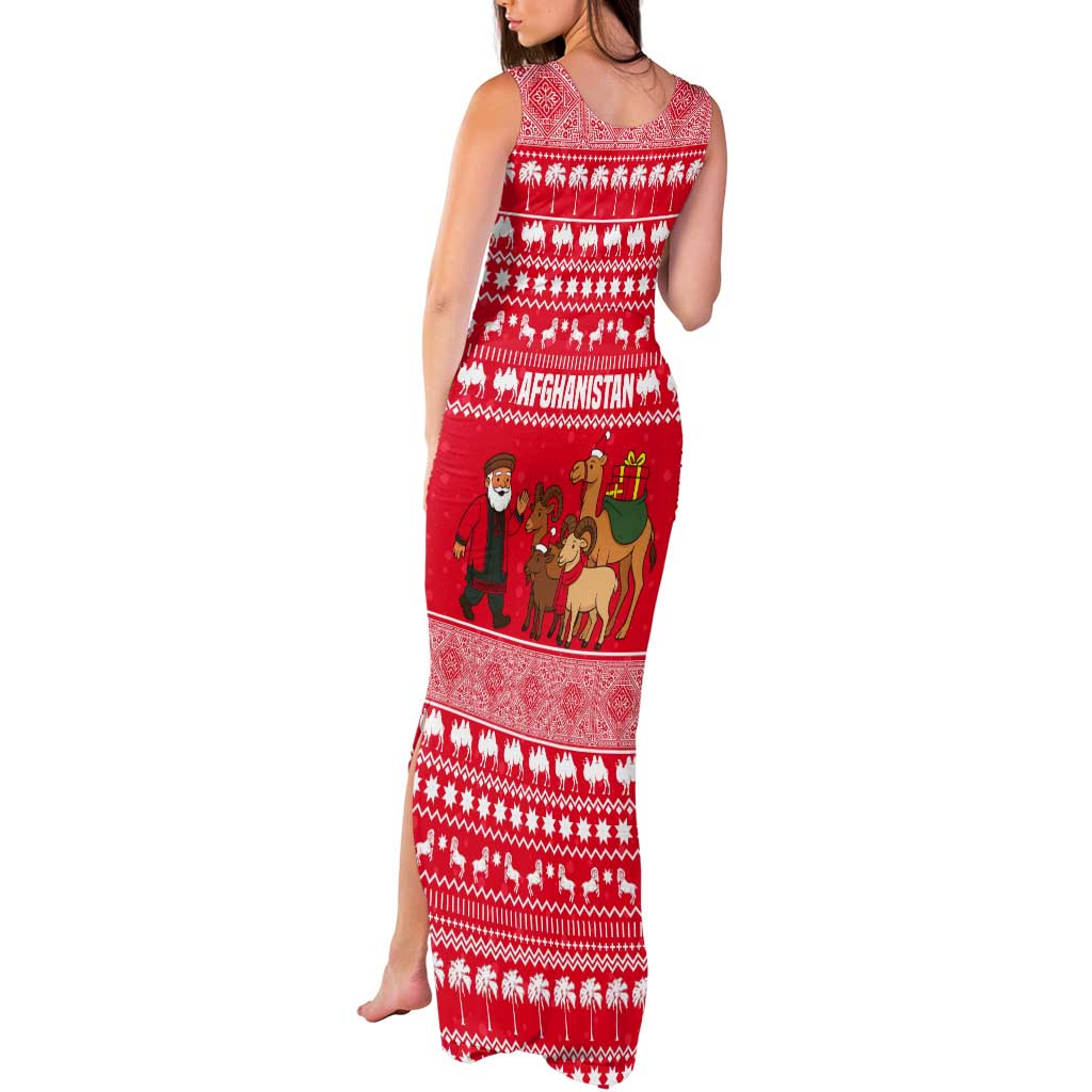 Afghanistan Christmas Tank Maxi Dress with Santa Camels Sheep Traditional Pattern and Festive Design - Wonder Print Shop