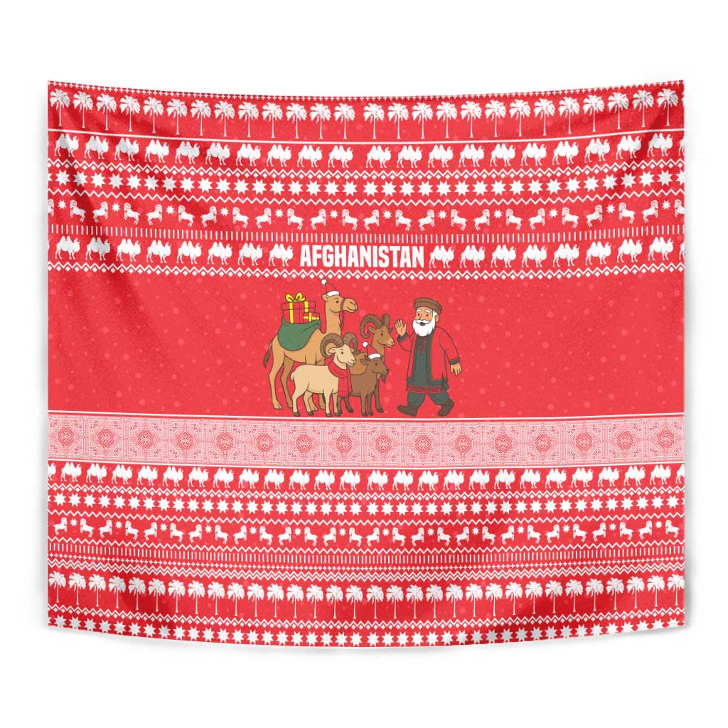 Afghanistan Christmas Tapestry with Santa Camels Sheep Traditional Pattern and Festive Design - Wonder Print Shop