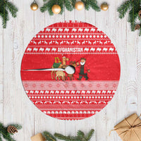 Afghanistan Christmas Tree Skirt with Santa Camels Sheep Traditional Pattern and Festive Design - Wonder Print Shop