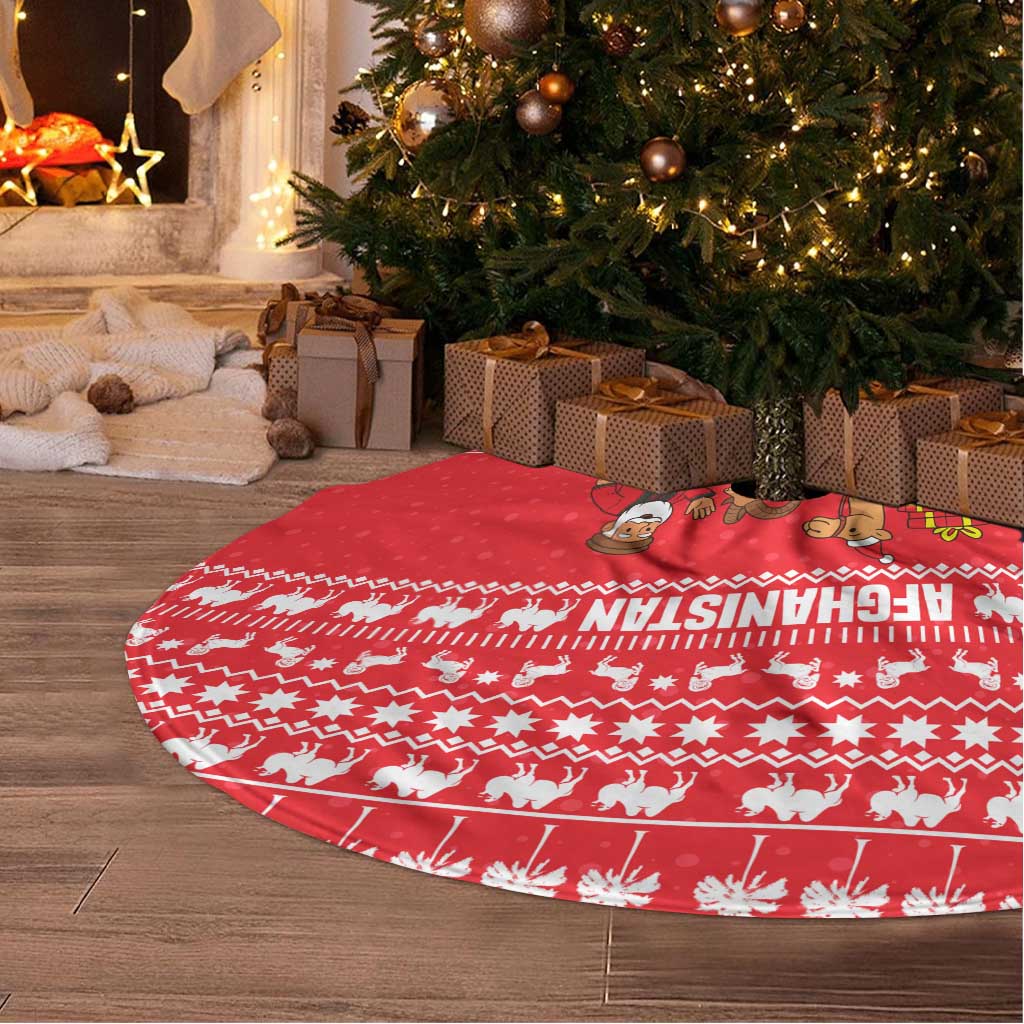 Afghanistan Christmas Tree Skirt with Santa Camels Sheep Traditional Pattern and Festive Design - Wonder Print Shop
