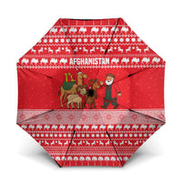 Afghanistan Christmas Umbrella with Santa Camels Sheep Traditional Pattern and Festive Design - Wonder Print Shop