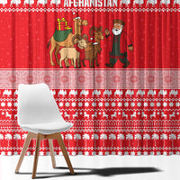 Afghanistan Christmas Window Curtain with Santa Camels Sheep Traditional Pattern and Festive Design - Wonder Print Shop