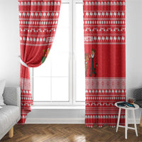 Afghanistan Christmas Window Curtain with Santa Camels Sheep Traditional Pattern and Festive Design - Wonder Print Shop