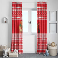 Afghanistan Christmas Window Curtain with Santa Camels Sheep Traditional Pattern and Festive Design - Wonder Print Shop