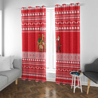 Afghanistan Christmas Window Curtain with Santa Camels Sheep Traditional Pattern and Festive Design - Wonder Print Shop