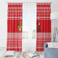Afghanistan Christmas Window Curtain with Santa Camels Sheep Traditional Pattern and Festive Design - Wonder Print Shop