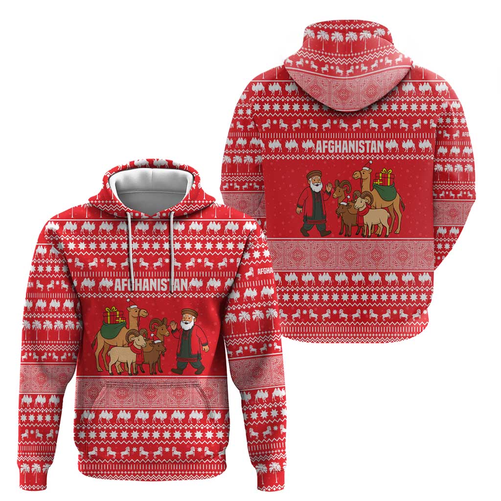 Afghanistan Christmas Zip Hoodie with Santa Camels Sheep Traditional Pattern and Festive Design - Wonder Print Shop