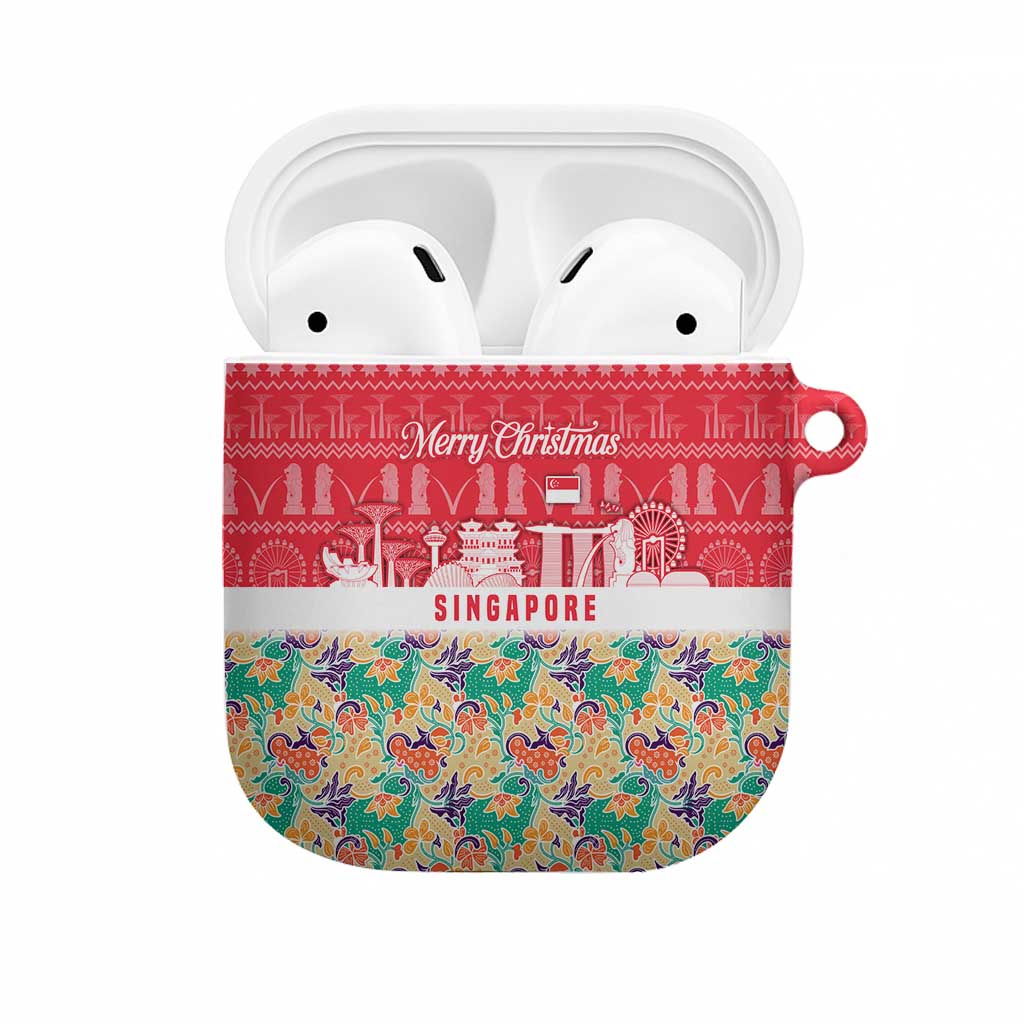 Singapore Christmas AirPods Case with Skyline Batik Patterns Landmark Silhouettes and Festive Design - Wonder Print Shop