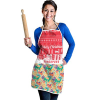 Singapore Christmas Apron with Skyline Batik Patterns Landmark Silhouettes and Festive Design - Wonder Print Shop