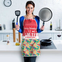 Singapore Christmas Apron with Skyline Batik Patterns Landmark Silhouettes and Festive Design - Wonder Print Shop