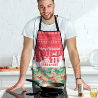 Singapore Christmas Apron with Skyline Batik Patterns Landmark Silhouettes and Festive Design - Wonder Print Shop