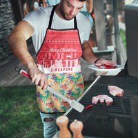 Singapore Christmas Apron with Skyline Batik Patterns Landmark Silhouettes and Festive Design - Wonder Print Shop