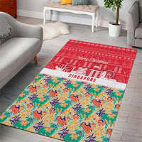 Singapore Christmas Area Rug with Skyline Batik Patterns Landmark Silhouettes and Festive Design - Wonder Print Shop