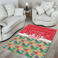 Singapore Christmas Area Rug with Skyline Batik Patterns Landmark Silhouettes and Festive Design - Wonder Print Shop