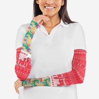 Singapore Christmas Arm Sleeves with Skyline Batik Patterns Landmark Silhouettes and Festive Design - Wonder Print Shop
