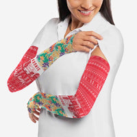 Singapore Christmas Arm Sleeves with Skyline Batik Patterns Landmark Silhouettes and Festive Design - Wonder Print Shop