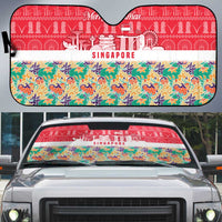 Singapore Christmas Auto Sun Shade with Skyline Batik Patterns Landmark Silhouettes and Festive Design - Wonder Print Shop