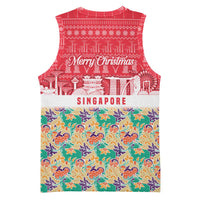 Singapore Christmas Basketball Jersey with Skyline Batik Patterns Landmark Silhouettes and Festive Design - Wonder Print Shop