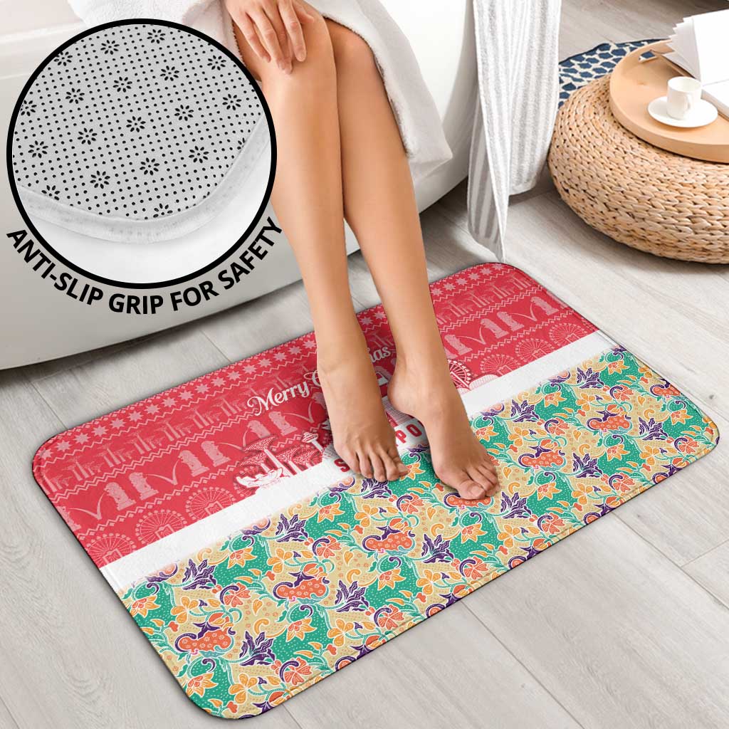 Singapore Christmas Bathroom Set with Skyline Batik Patterns Landmark Silhouettes and Festive Design - Wonder Print Shop