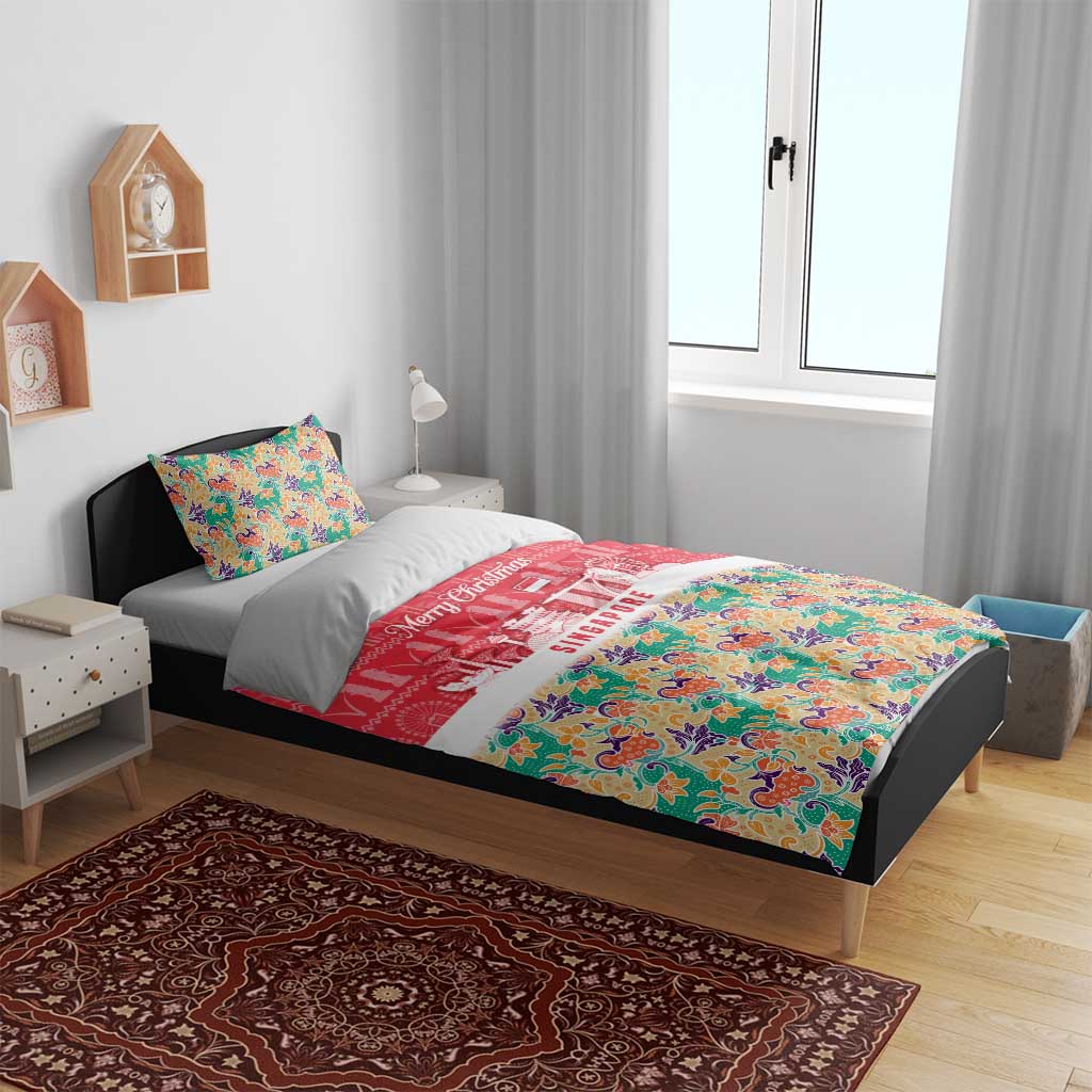 Singapore Christmas Bedding Set with Skyline Batik Patterns Landmark Silhouettes and Festive Design - Wonder Print Shop