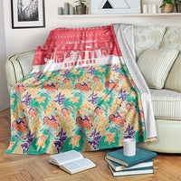 Singapore Christmas Blanket with Skyline Batik Patterns Landmark Silhouettes and Festive Design - Wonder Print Shop