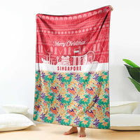 Singapore Christmas Blanket with Skyline Batik Patterns Landmark Silhouettes and Festive Design - Wonder Print Shop