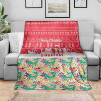 Singapore Christmas Blanket with Skyline Batik Patterns Landmark Silhouettes and Festive Design - Wonder Print Shop