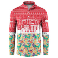 Singapore Christmas Button Sweatshirt with Skyline Batik Patterns Landmark Silhouettes and Festive Design - Wonder Print Shop