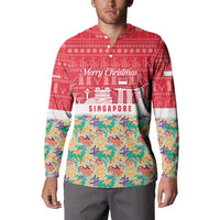 Singapore Christmas Button Sweatshirt with Skyline Batik Patterns Landmark Silhouettes and Festive Design - Wonder Print Shop