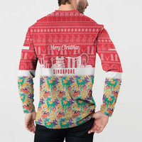 Singapore Christmas Button Sweatshirt with Skyline Batik Patterns Landmark Silhouettes and Festive Design - Wonder Print Shop