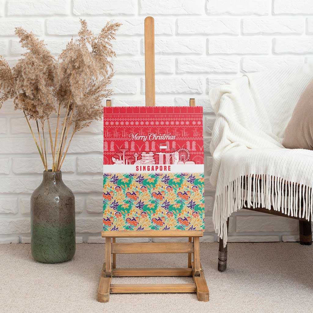 Singapore Christmas Canvas Wall Art with Skyline Batik Patterns Landmark Silhouettes and Festive Design - Wonder Print Shop