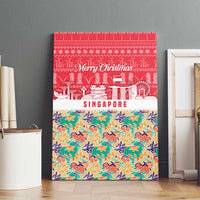 Singapore Christmas Canvas Wall Art with Skyline Batik Patterns Landmark Silhouettes and Festive Design - Wonder Print Shop