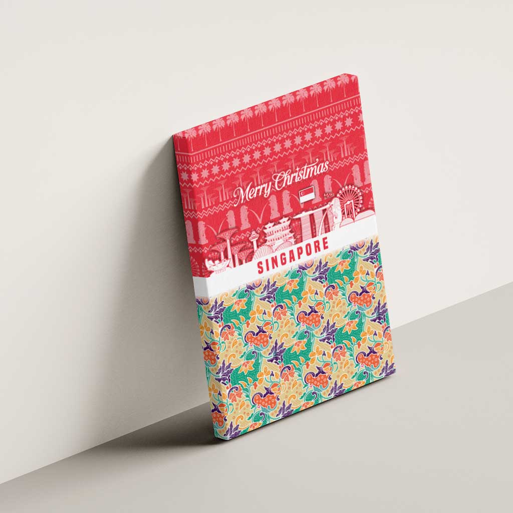 Singapore Christmas Canvas Wall Art with Skyline Batik Patterns Landmark Silhouettes and Festive Design - Wonder Print Shop