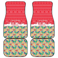 Singapore Christmas Car Mats with Skyline Batik Patterns Landmark Silhouettes and Festive Design - Wonder Print Shop
