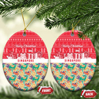 Singapore Christmas Ceramic Ornament with Skyline Batik Patterns Landmark Silhouettes and Festive Design - Wonder Print Shop