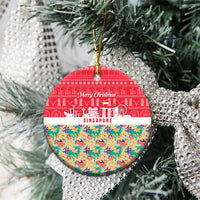 Singapore Christmas Ceramic Ornament with Skyline Batik Patterns Landmark Silhouettes and Festive Design - Wonder Print Shop