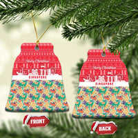 Singapore Christmas Ceramic Ornament with Skyline Batik Patterns Landmark Silhouettes and Festive Design - Wonder Print Shop