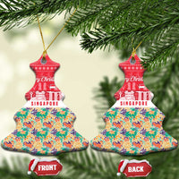 Singapore Christmas Ceramic Ornament with Skyline Batik Patterns Landmark Silhouettes and Festive Design - Wonder Print Shop