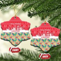 Singapore Christmas Ceramic Ornament with Skyline Batik Patterns Landmark Silhouettes and Festive Design - Wonder Print Shop