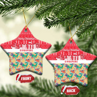 Singapore Christmas Ceramic Ornament with Skyline Batik Patterns Landmark Silhouettes and Festive Design - Wonder Print Shop