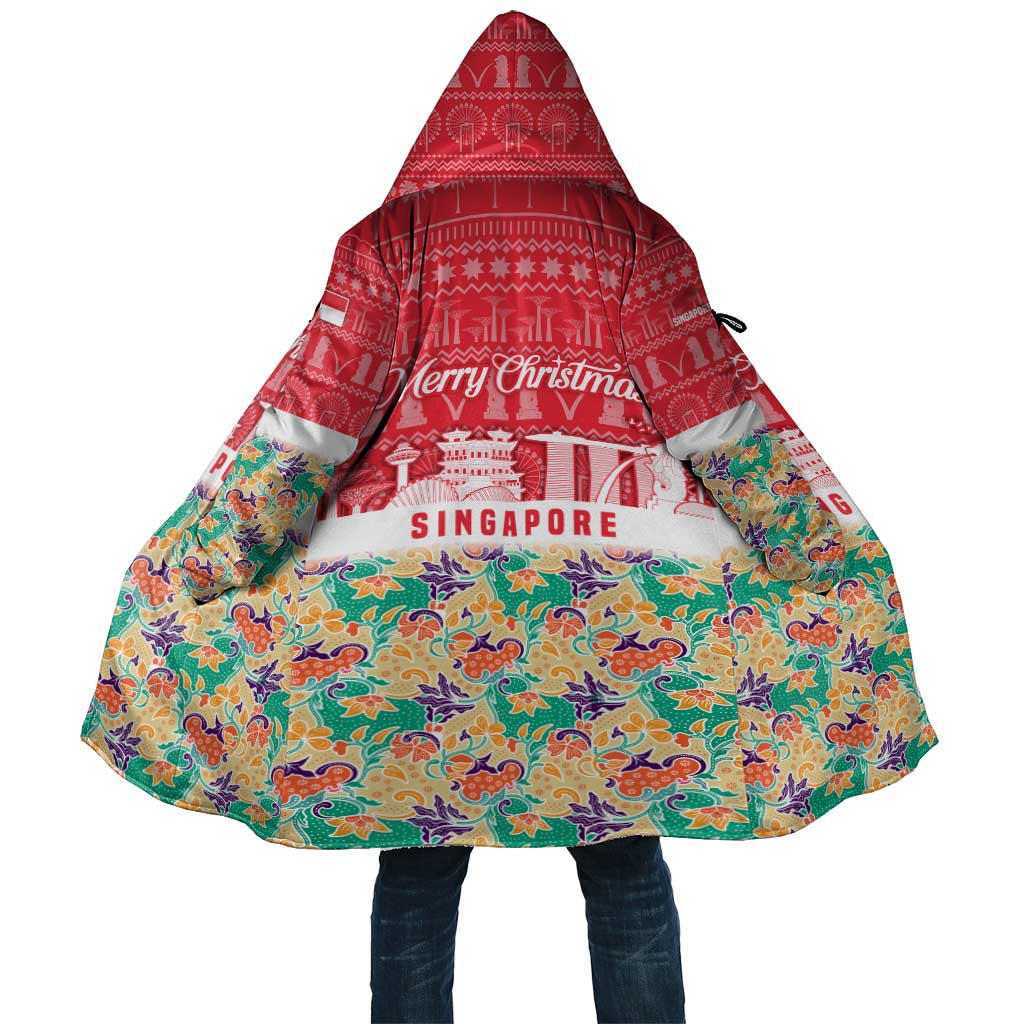 Singapore Christmas Cloak with Skyline Batik Patterns Landmark Silhouettes and Festive Design - Wonder Print Shop