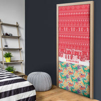 Singapore Christmas Door Cover with Skyline Batik Patterns Landmark Silhouettes and Festive Design - Wonder Print Shop