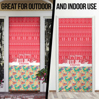 Singapore Christmas Door Cover with Skyline Batik Patterns Landmark Silhouettes and Festive Design - Wonder Print Shop
